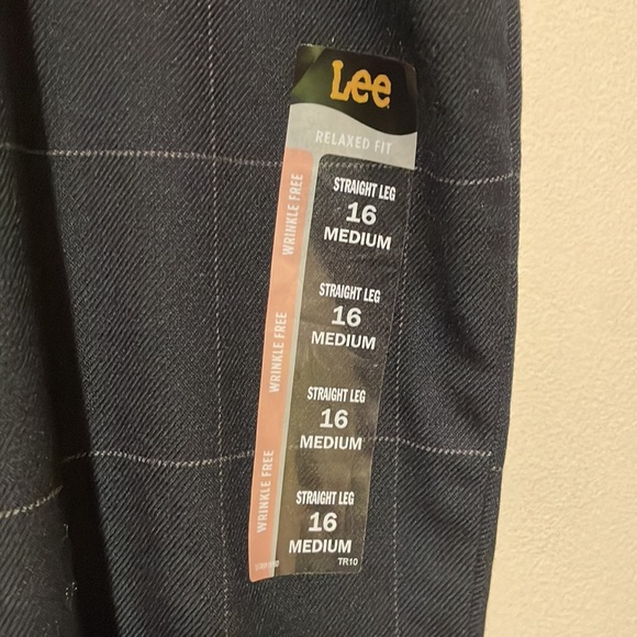 Lee Navy Windowpane Relaxed Fit Straight Leg Pants NWT 16 - Picture 14 of 15